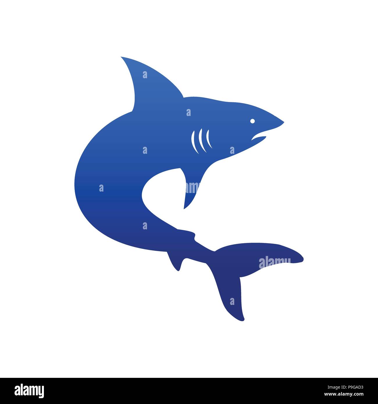 Creative Marine Deep Sea Shark Silhouette simbolo Vector Graphic Logo Design Illustrazione Vettoriale