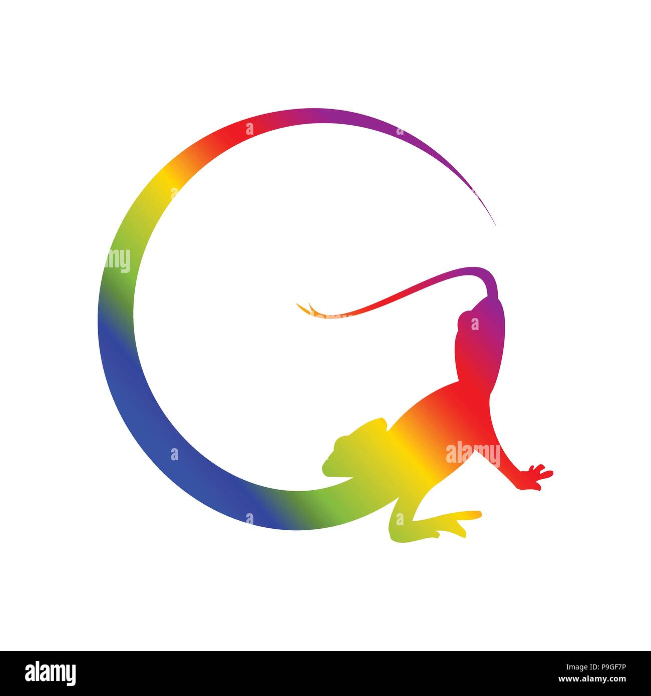 Rettile Crescent Tail Rainbow lettera G vettore iniziale simbolo Logo grafico del modello di progettazione Illustrazione Vettoriale