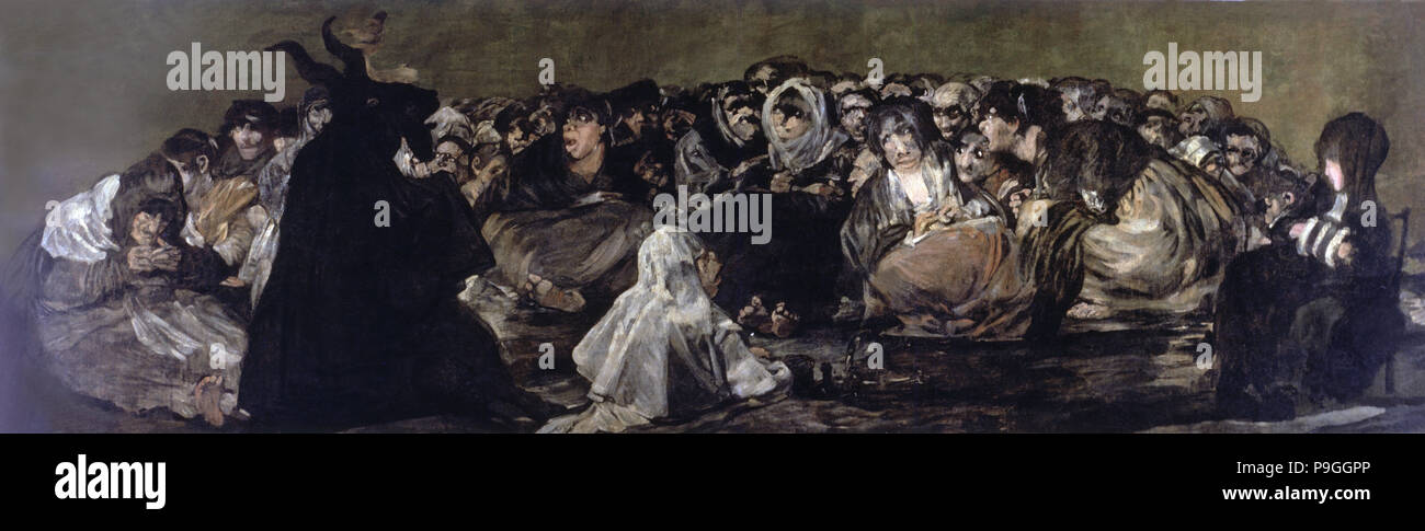 Witchess congrega' (1797-1798), nero dipinto da Francisco de Goya. Foto Stock