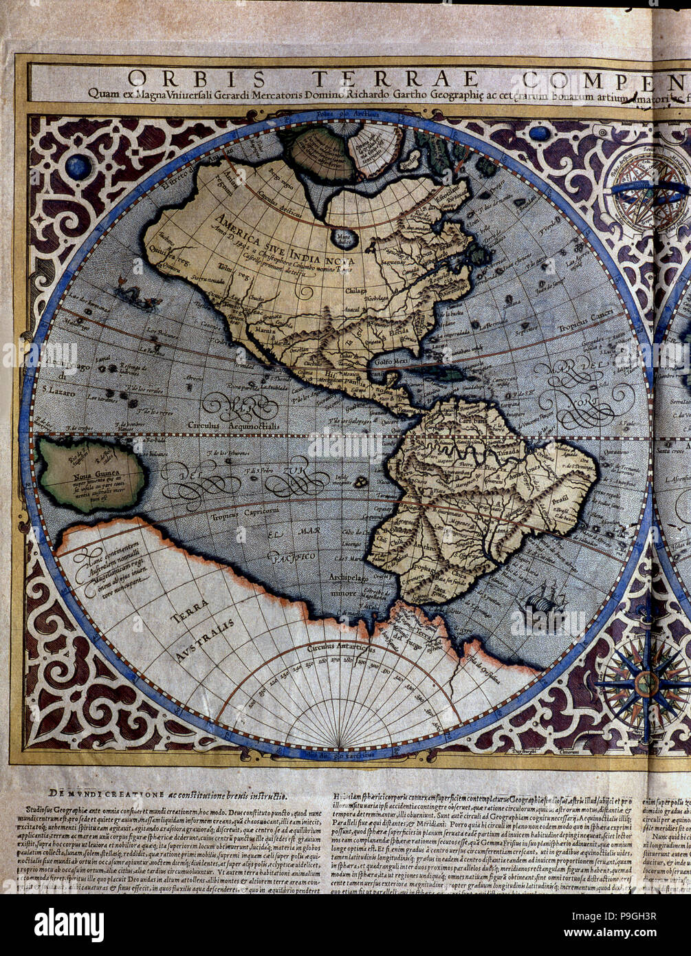Atlas di Gerardus Mercator', 1595, mappa delle Americhe e parte dell'Antartide. Foto Stock
