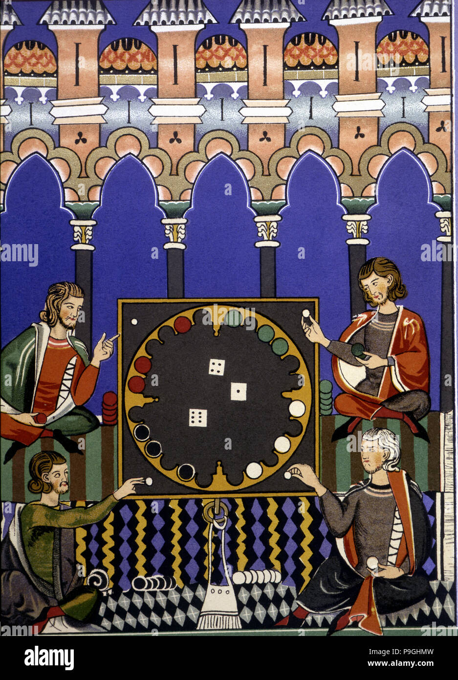 Dado da gioco. Miniatura del libro dei giochi, manoscritto, 1283 da Alfonso  X el Sabio Foto stock - Alamy