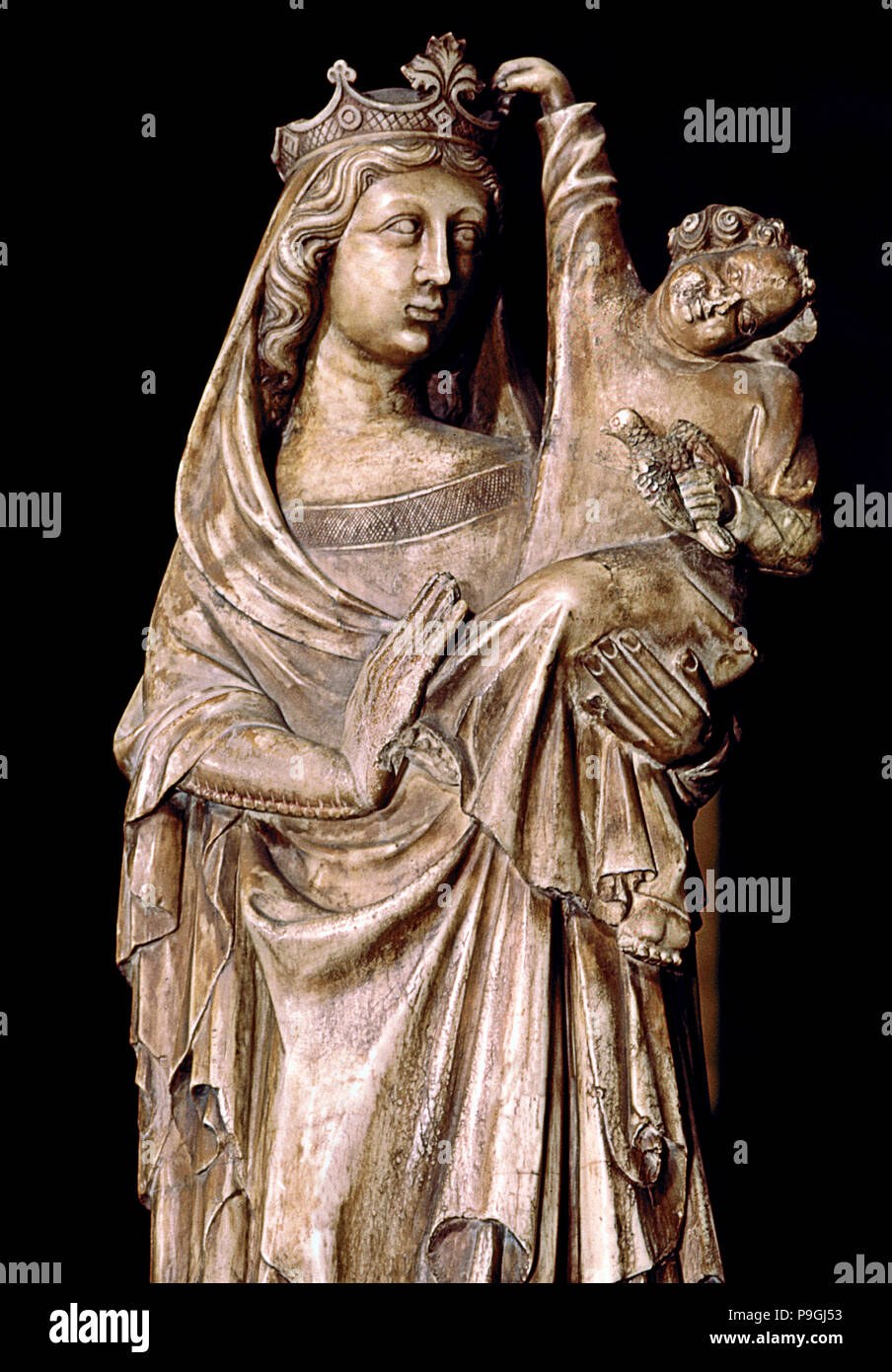 "Madonna con Bambino", gotico del XIV secolo. Foto Stock