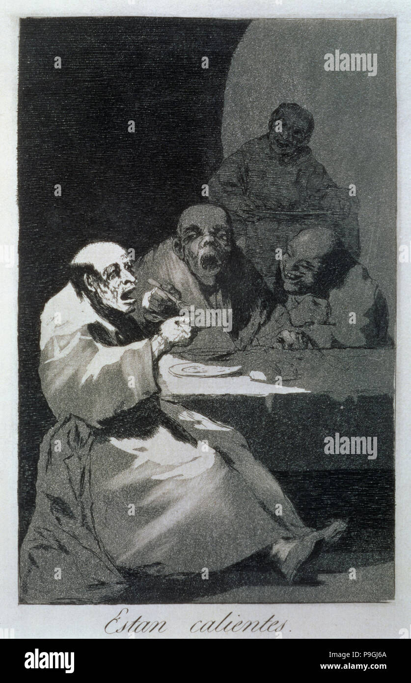 Los Caprichos, serie di incisioni di Francisco de Goya (1746-1828), la piastra 13: 'Están calientes' (… Foto Stock