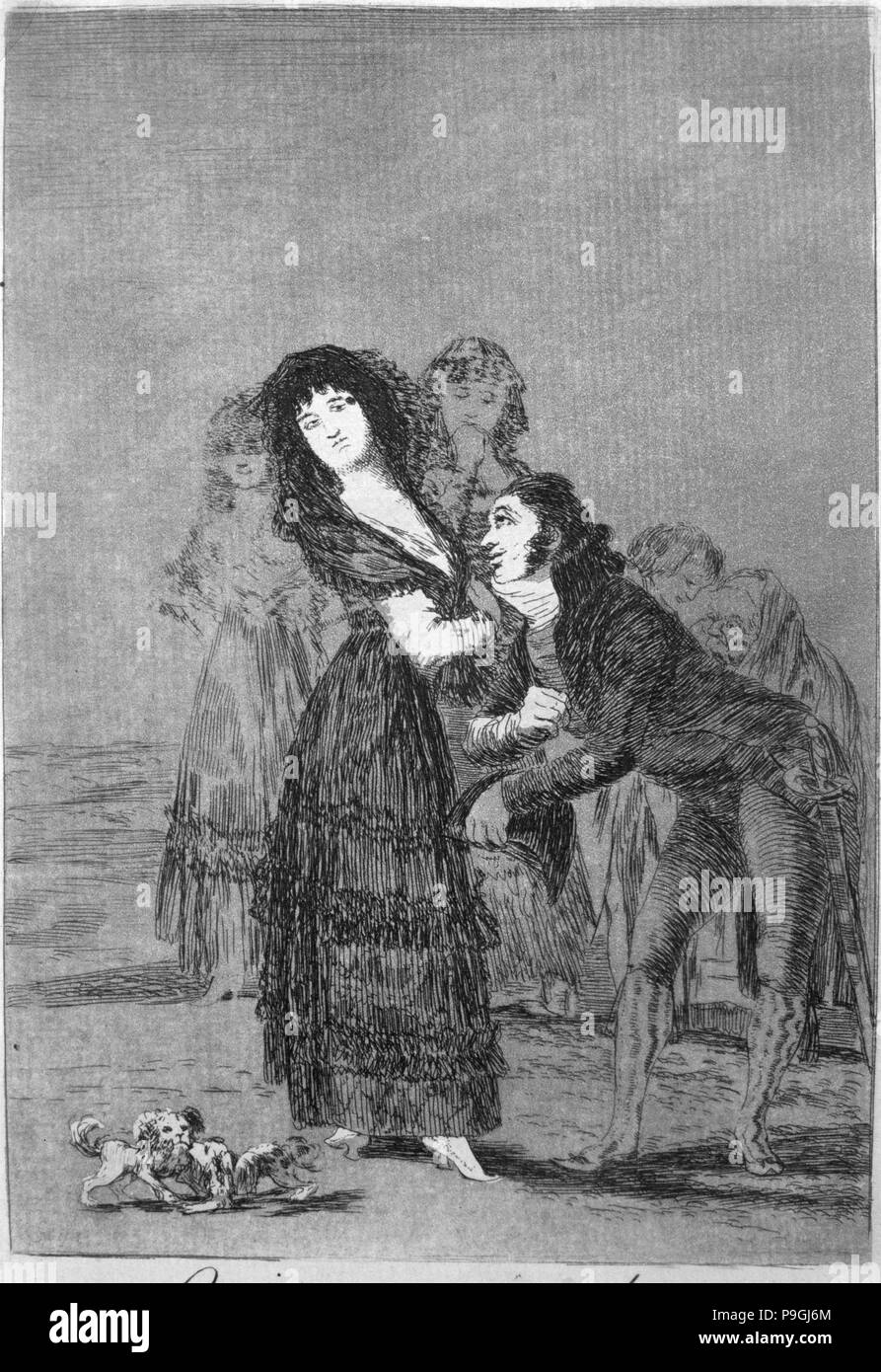 Los Caprichos, serie di incisioni di Francisco de Goya (1746-1828), la piastra 27: '¿Quién más rendido… Foto Stock
