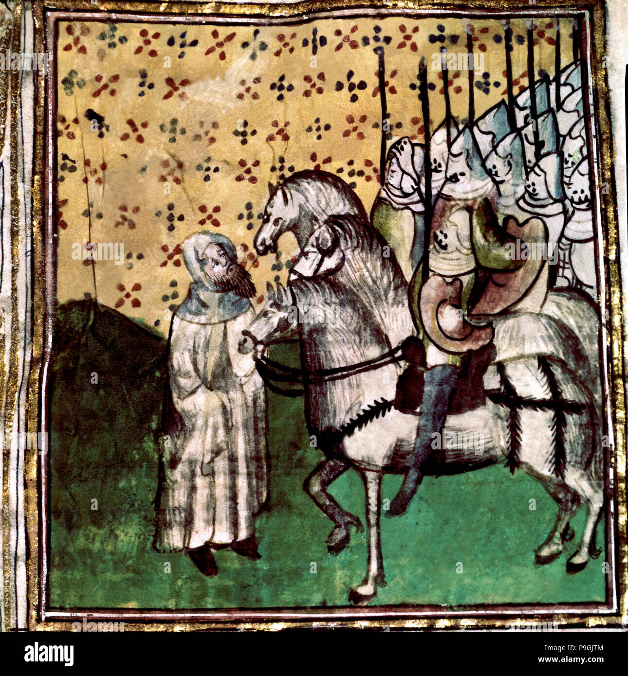 Spedizione di Goffredo di Bouillon (1061-1100) per la Terra Santa, il dettaglio di una miniatura in 'da th… Foto Stock