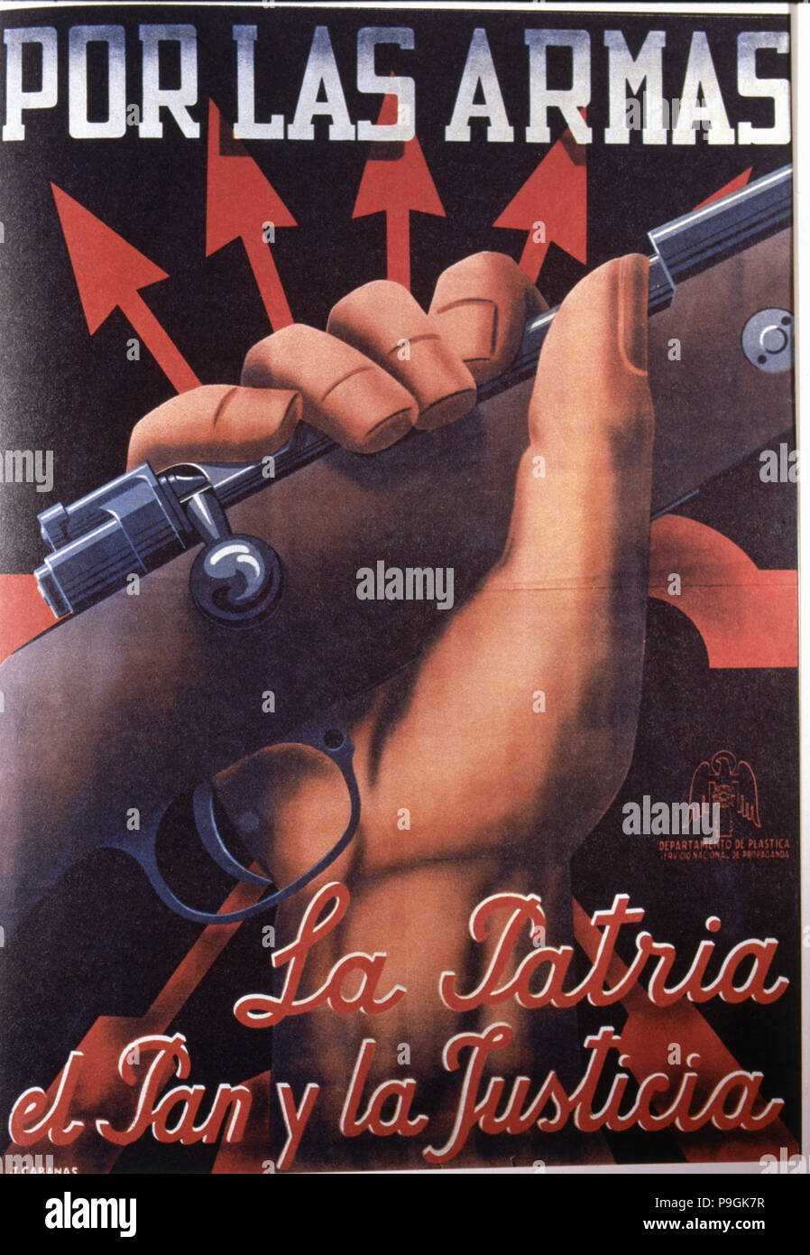 Guerra civile spagnola (1936-1939), il poster "Por las armas' (per armi), originale da Cabanas, pubblica… Foto Stock