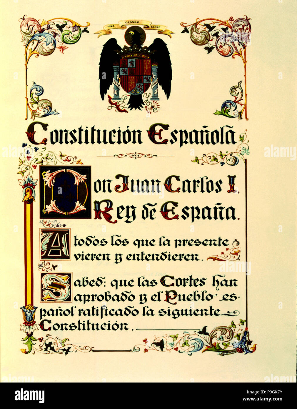 Coperchio della Costituzione spagnola di 1978. Foto Stock