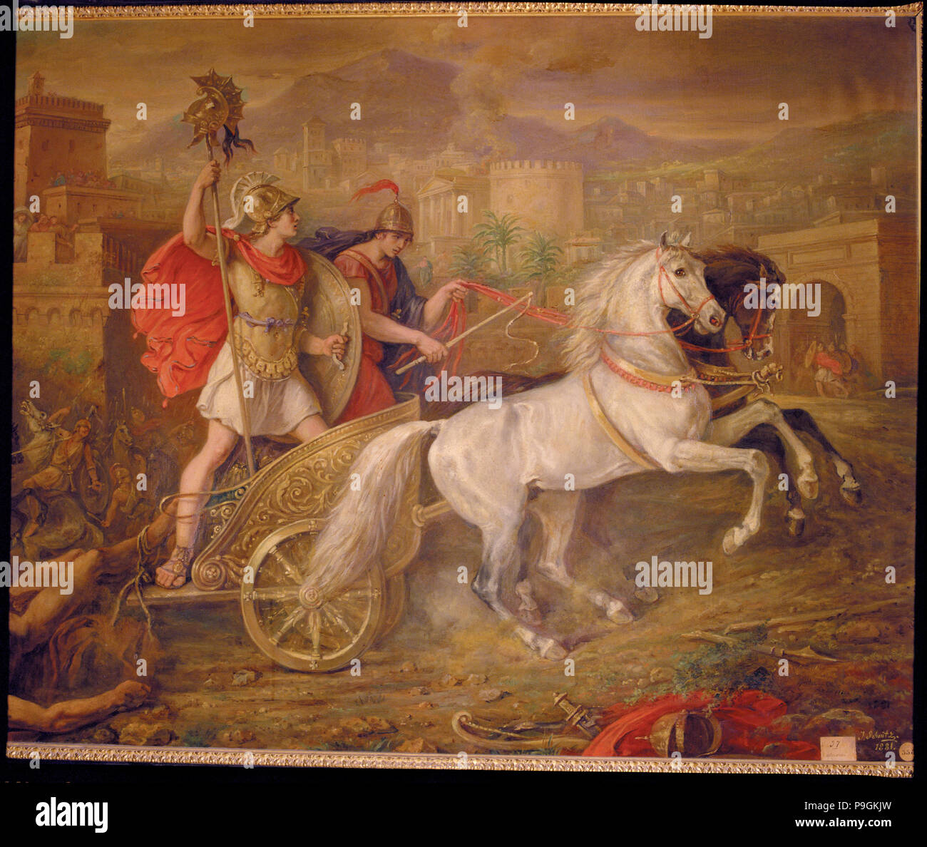 Achille e Ettore nell'assedio di Troia", Achille, l'eroe greco di "Iliade'. Foto Stock