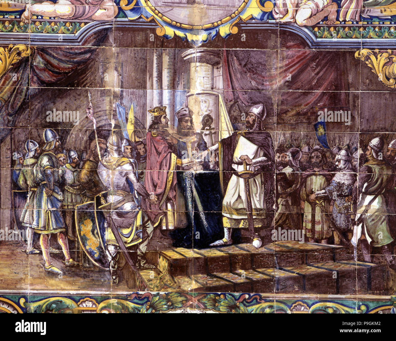 La Jura de Santa Gadea' Alfonso VI (1040-1109), re di Castiglia, giura prima di El Cid Campeador. Foto Stock