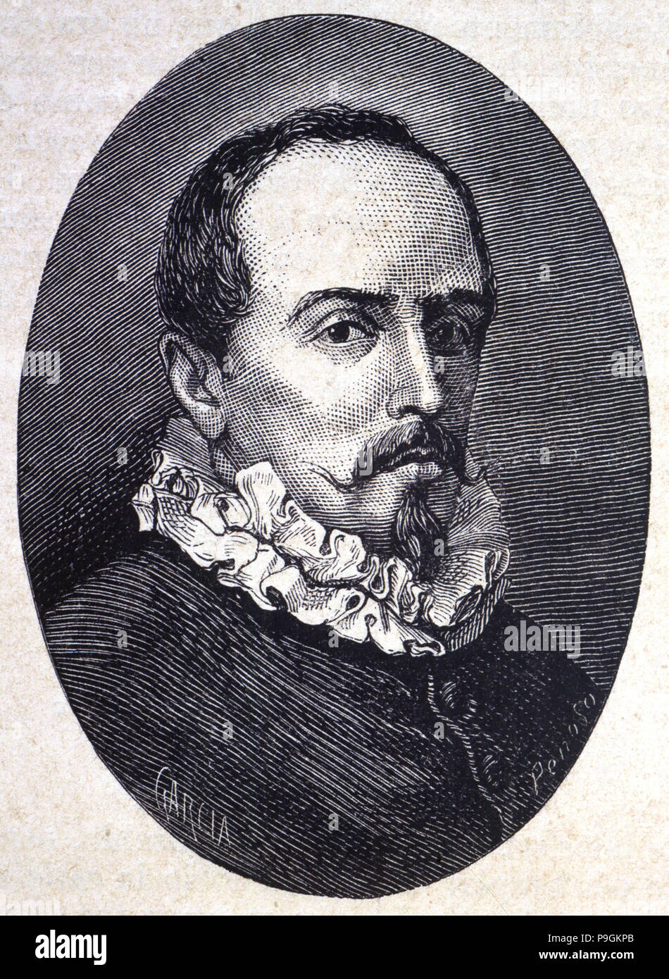 Juan Ruiz de Alarcon y Mendoza (1581-1639), drammaturgo spagnolo, incisione 1878. Foto Stock