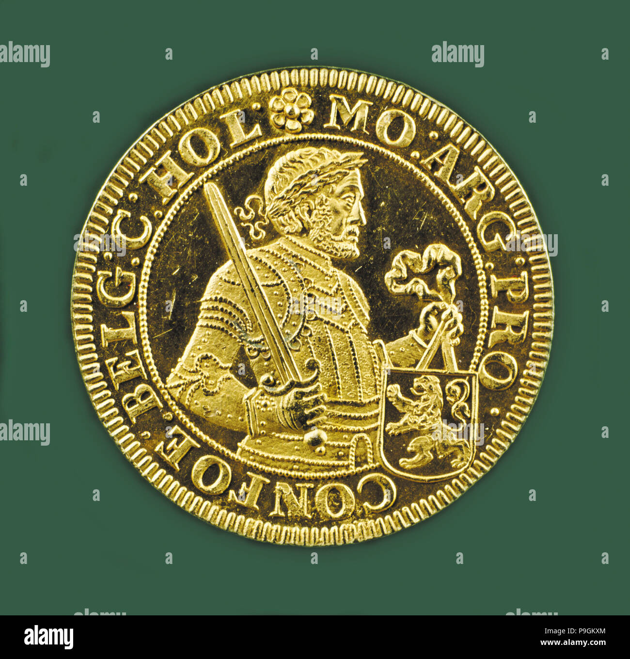 Moneta d'oro del Re Carlo V, testa. Foto Stock