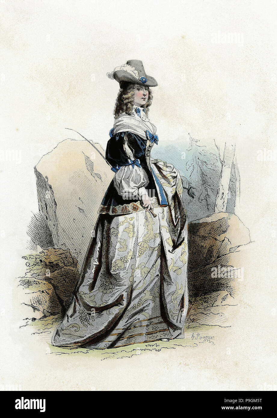 Cristina di Svezia (1626-1689), la Regina di Svezia a partire dal 1632-1654, incisione dal 1870. Foto Stock