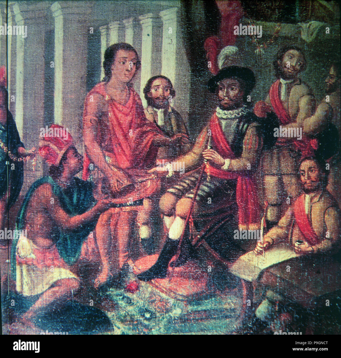 Hernán Cortés, Marques del Valle de Oaxaca in rappresentanza di Spagna presso gli Indiani nella conquista di un… Foto Stock