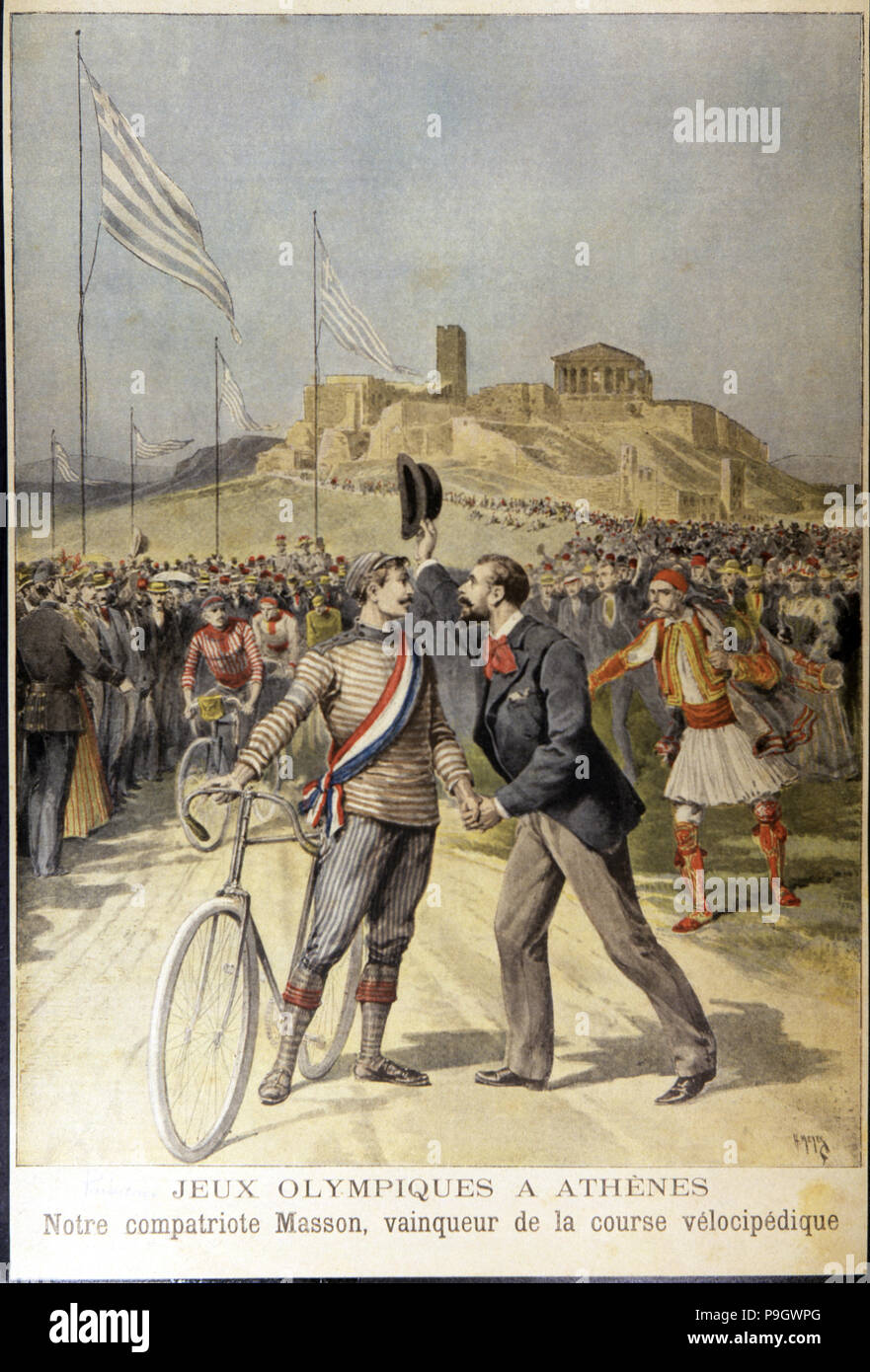 Primi Giochi Olimpici dell'era moderna ad Atene nel 1896, il francese Masson è stato il vincitore di … Foto Stock