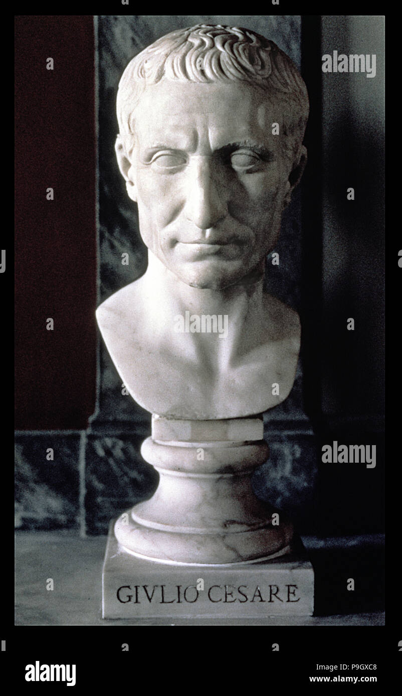 Giulio Cesare, Gaio (101-44 a.C.), il generale romano e l'imperatore, busto in marmo. Foto Stock