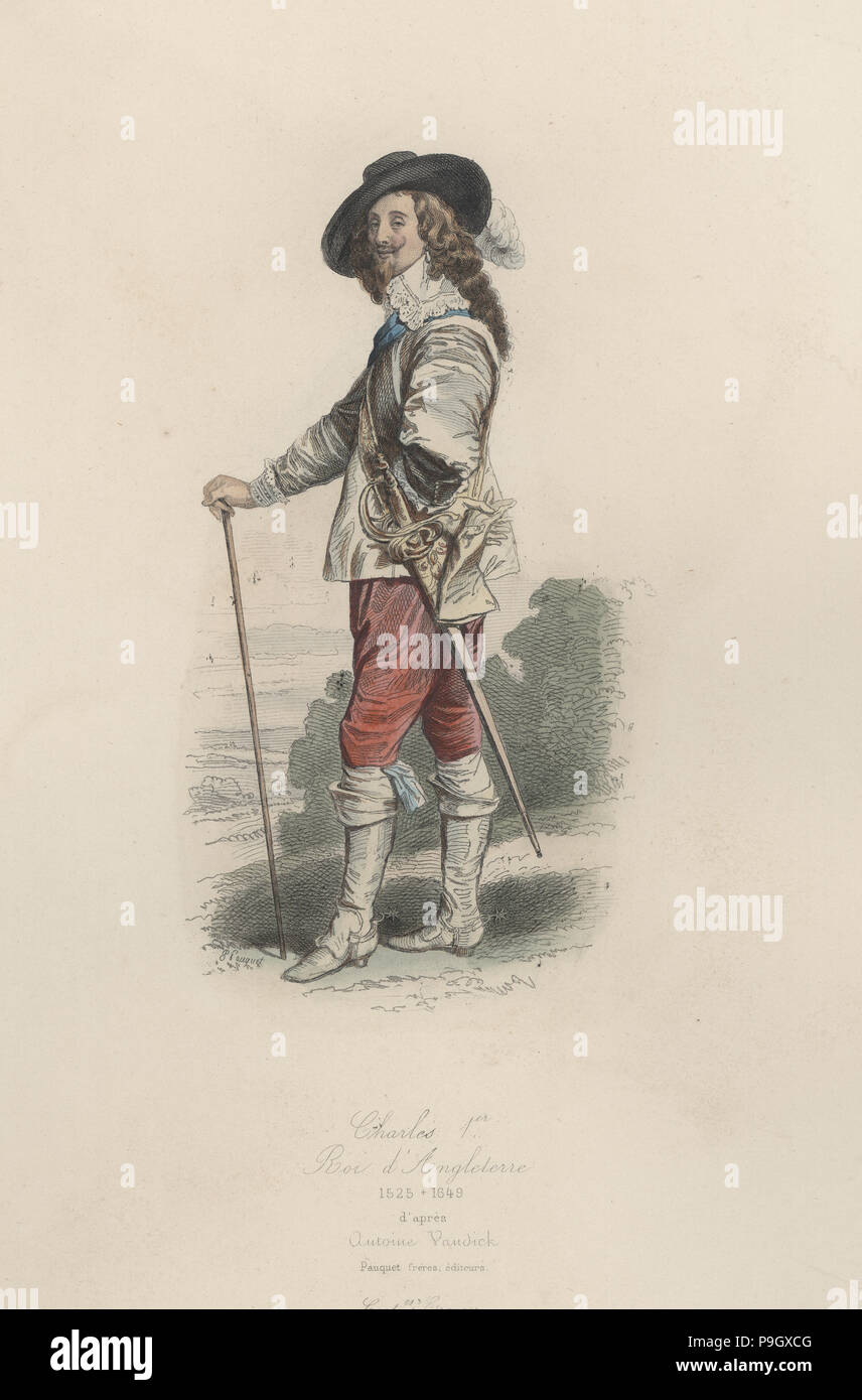 Charles I (1600-1649), re d'Inghilterra, in Scozia e in Irlanda dal 1625 al 1649, incisione dal 1870. Foto Stock