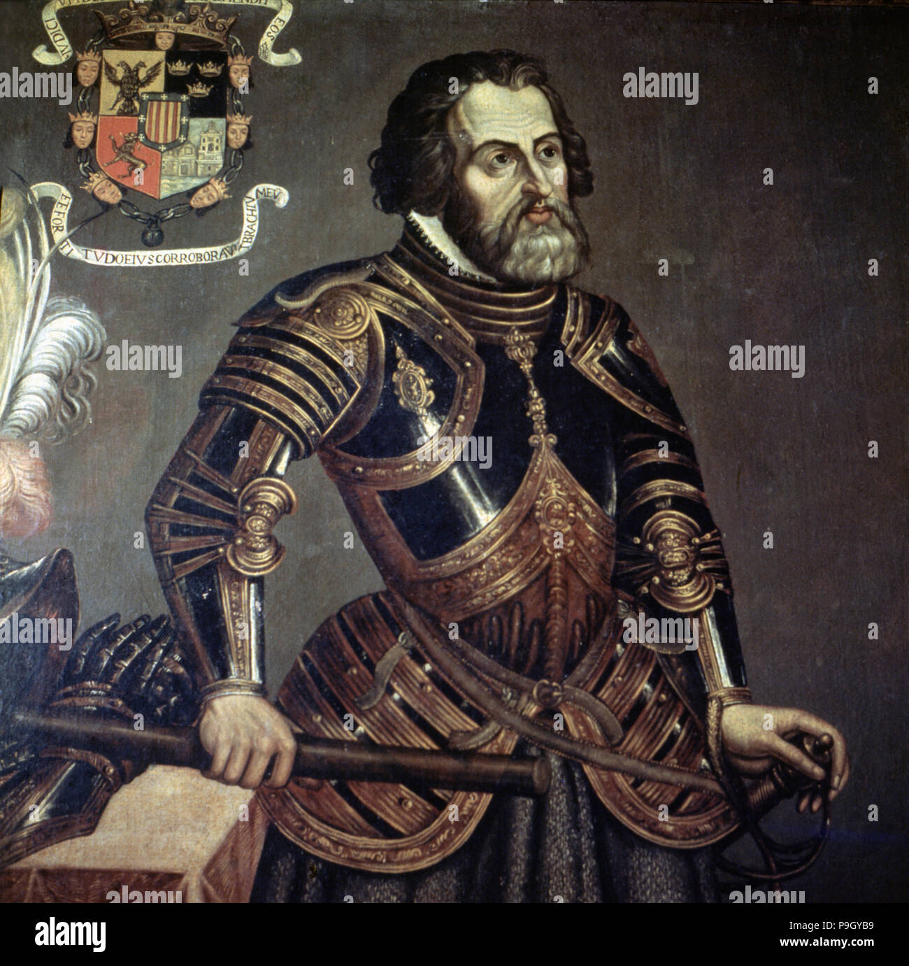 Hernán Cortés (1485-1547), conquistatore spagnolo. Foto Stock