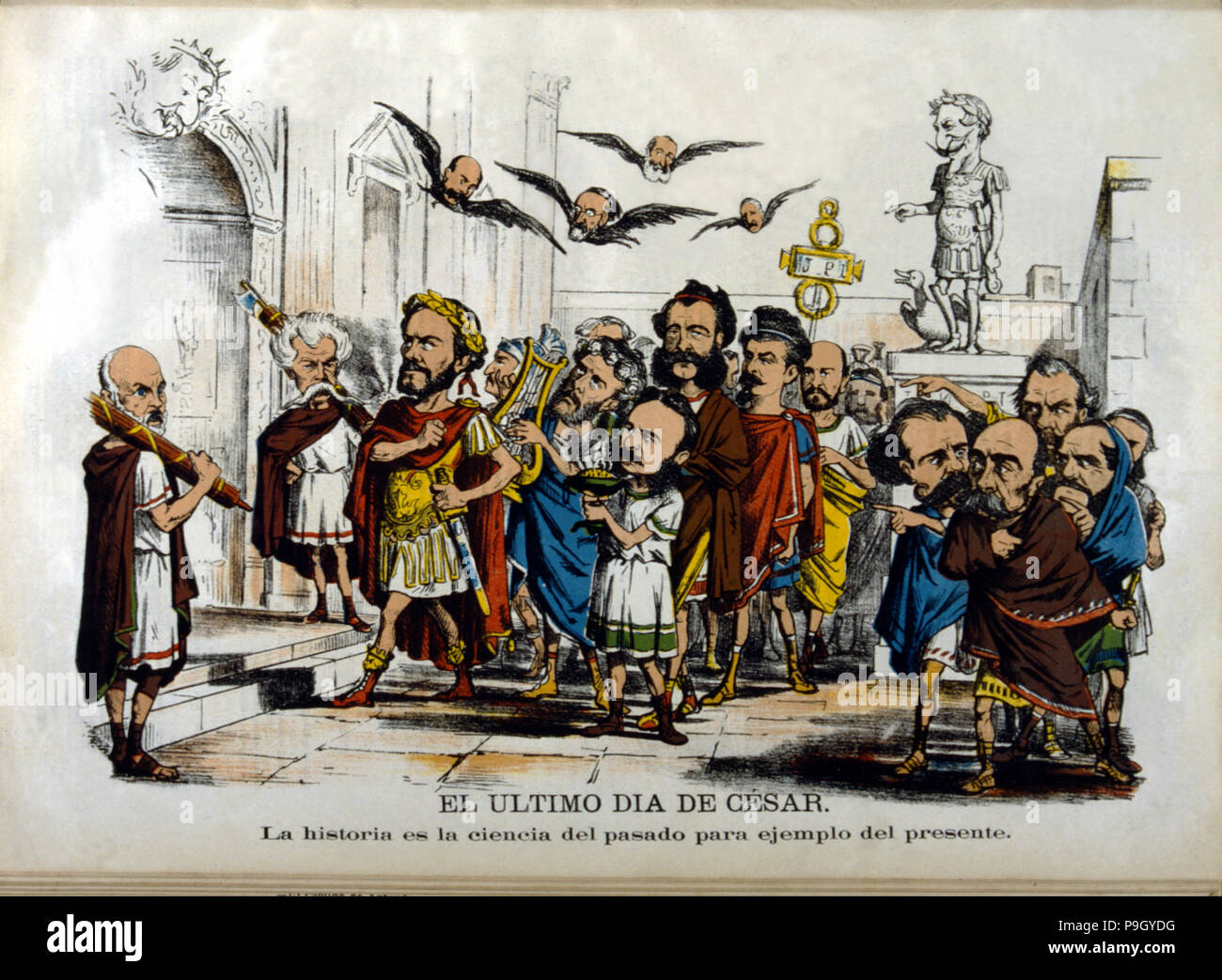 Juan Prim i Prats (1814 - 1870), Spagnolo generale, uomo politico e presidente, caricatura politica… Foto Stock