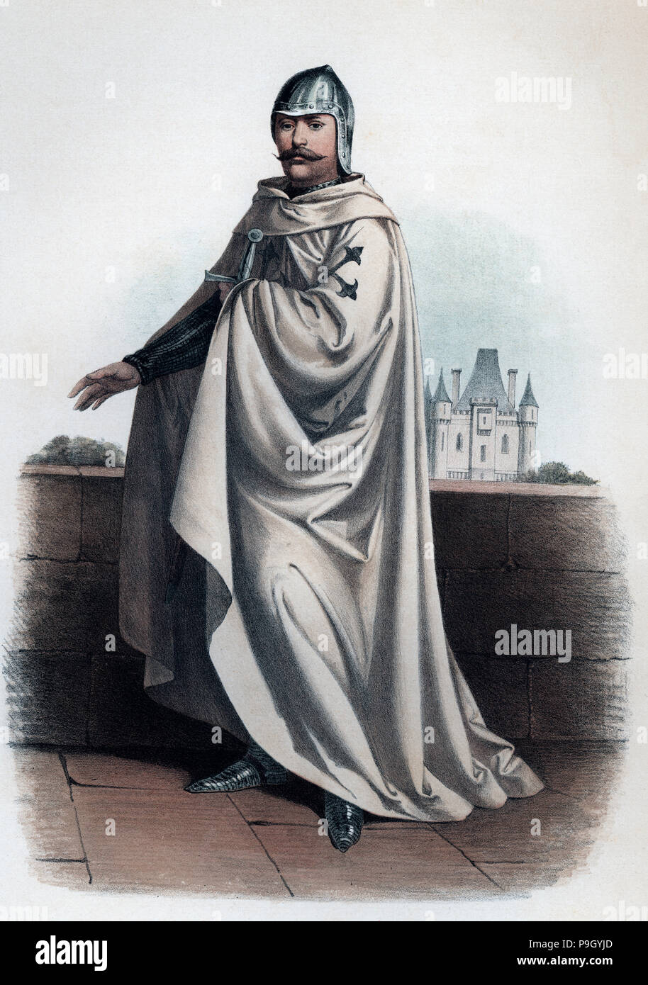 Ordini militari, cavaliere dell'ordine di Calatrava creato nel 1164, vestito in abito di battaglia nel… Foto Stock