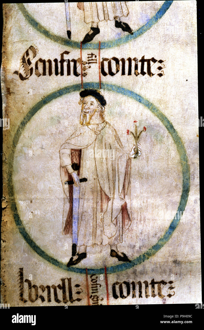 Sunyer I (c.890 - 950), conte di Barcellona e Gerona e Ausona, figlio di Guifre ho "Hairy', minia… Foto Stock