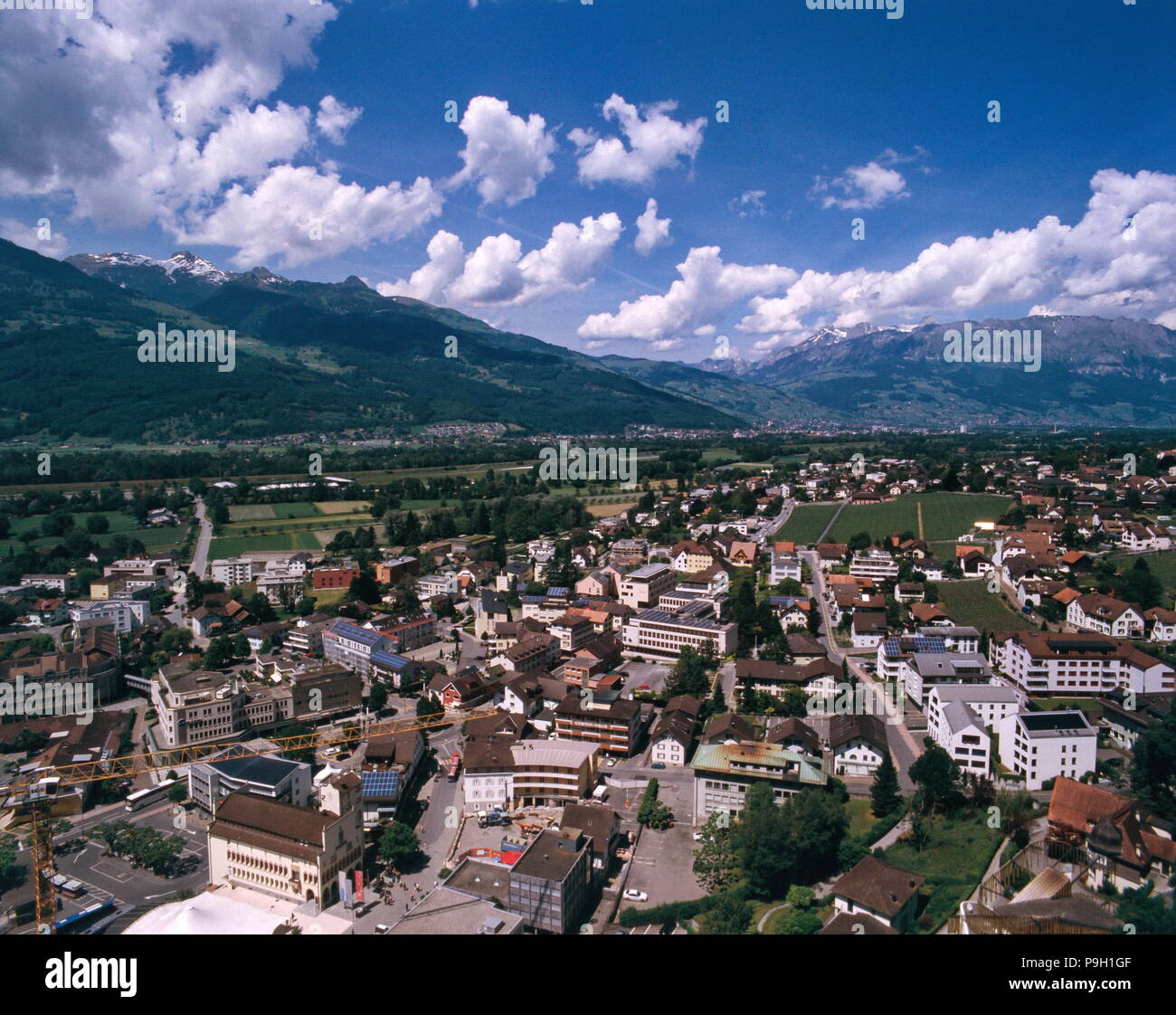 Vaduz panoramica dal punto di vista, Liechtenstein Foto Stock