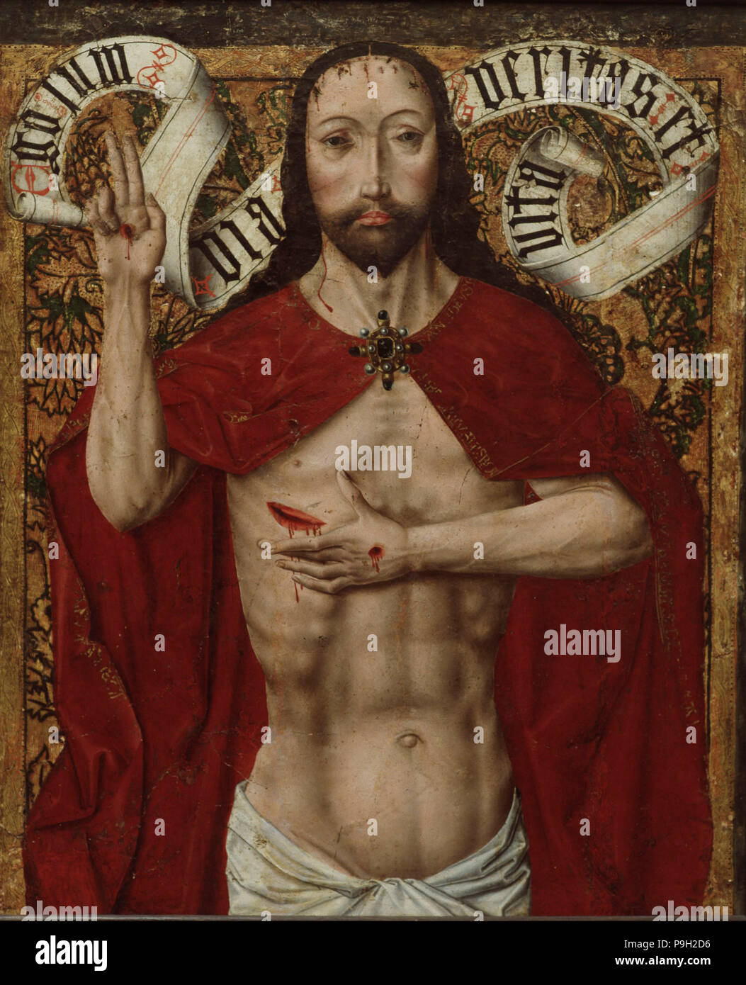 Cristo di Pieta', olio di Diego de la Cruz. Foto Stock