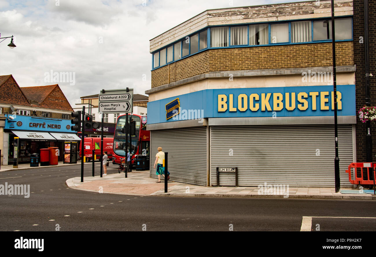 Una chiusa "Blockbuster' store, Sidcup Kent, Regno Unito Foto Stock