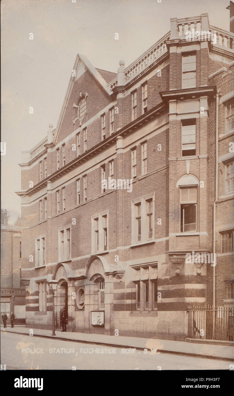 L'annata 1907 Cartoline fotografiche di Rochester Row stazione di polizia, City of Westminster, Londra Foto Stock