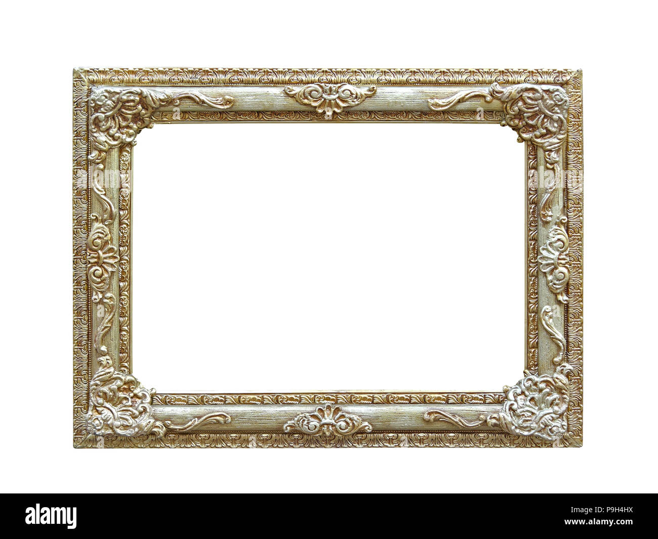 Golden Picture Frame incluso isolati Tracciato di ritaglio Foto Stock