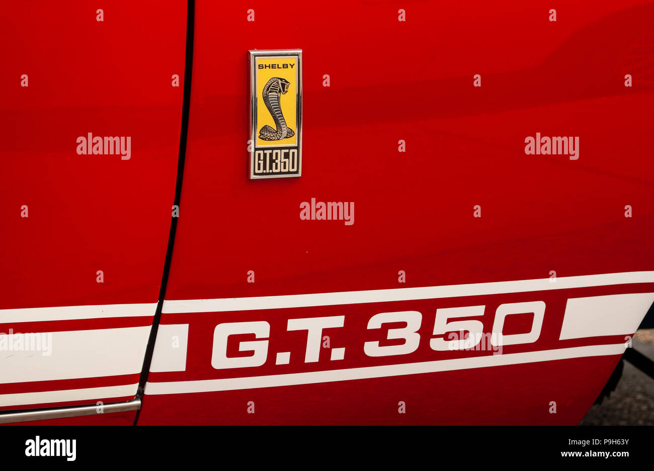 Interni personalizzati di Shelby GT fatto convertibile in rosso e nero Foto Stock