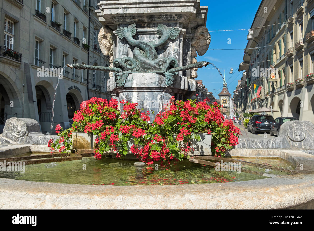 Fontana di Kramgasse Città vecchia di Berna Foto Stock