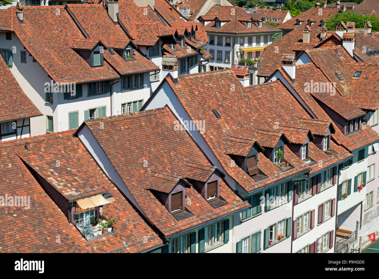 I tetti della città vecchia di Berna Foto Stock