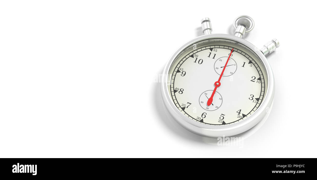 Il tempo di arresto del concetto. Cronometro, timer, analogico isolato su sfondo bianco, copia dello spazio. 3d illustrazione Foto Stock Il tempo di arresto del concetto. Cronometro, timer, analogico isolato su sfondo bianco, copia dello spazio. 3d illustrazione Foto Stock