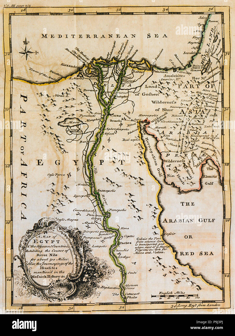 Una mappa di Egitto - Thompson Charles - 1752. Foto Stock