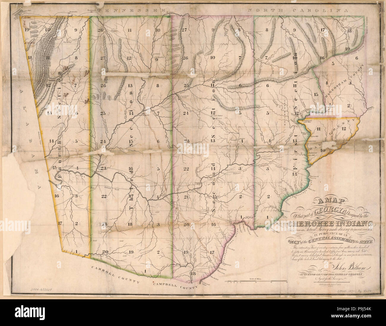 Una mappa di quella parte della Georgia occupata dagli indiani Cherokee, presi da una vera e propria indagine effettuata durante il presente anno 1831, in virtù di un atto della assemblea generale dello stato - questo Foto Stock