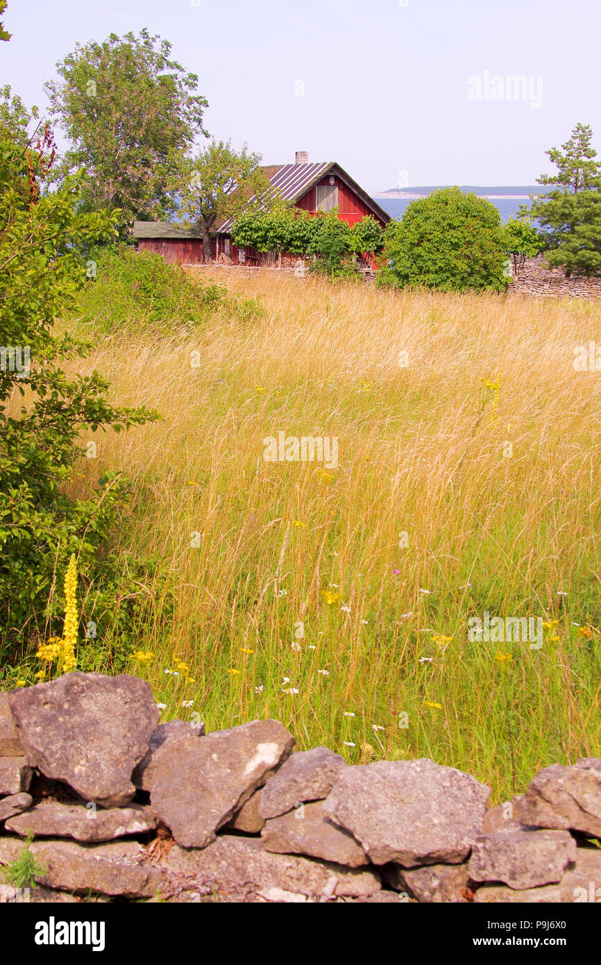 Paesaggi dell'isola di Saaremaa in Estonia occidentale dove le persone hanno portato semplice vita marina per secoli Foto Stock