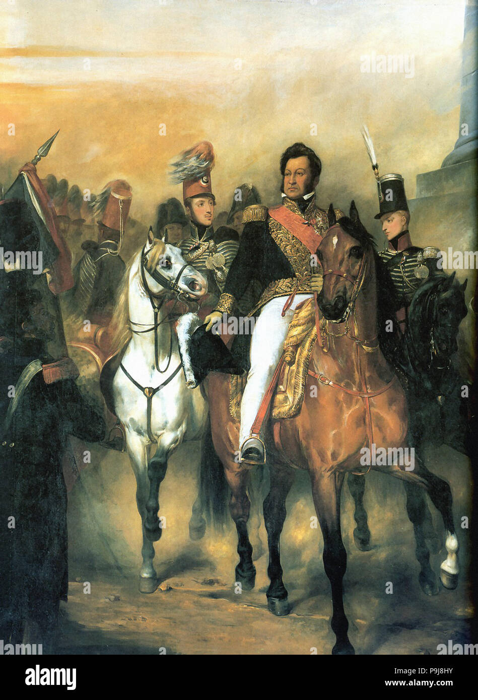 Scheffer Ary - Der Duc d'Orléans BegrüCùdft Seinen Sohn an der Barrière Du Trü4ne Foto Stock