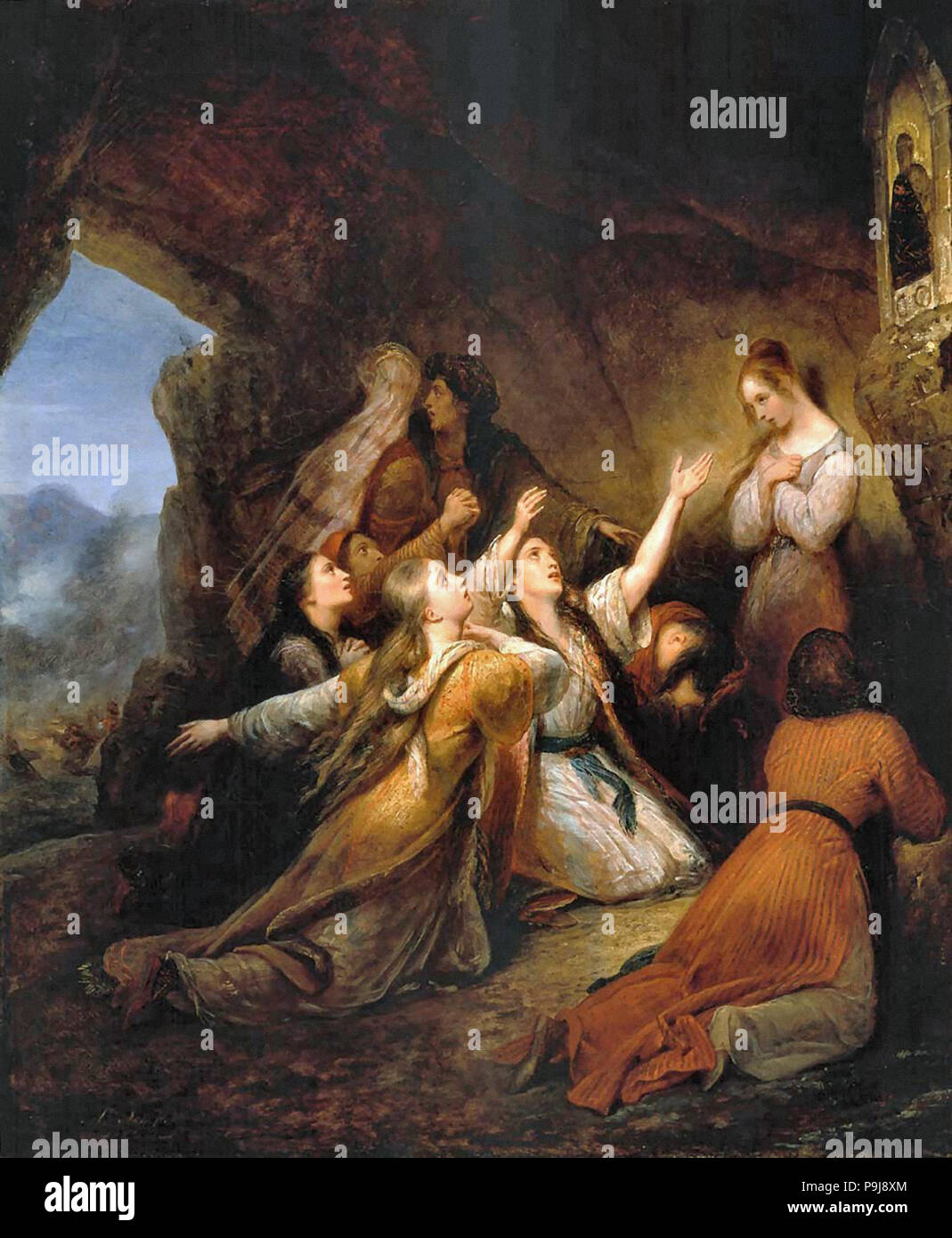 Scheffer Ary - Le donne greche implorando la Vergine per assistenza Foto Stock