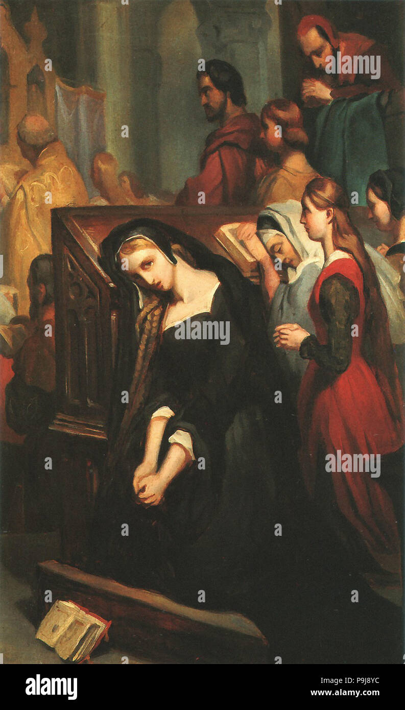 Scheffer Ary - Gretchen in De Kerk Foto Stock