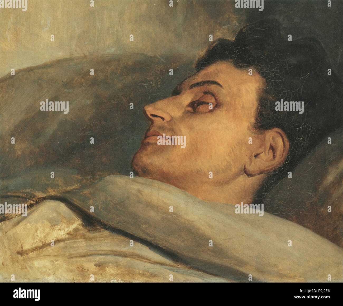 Scheffer Ary - Portret Van Armand Carrel Op Zijn Doodsbed Foto Stock