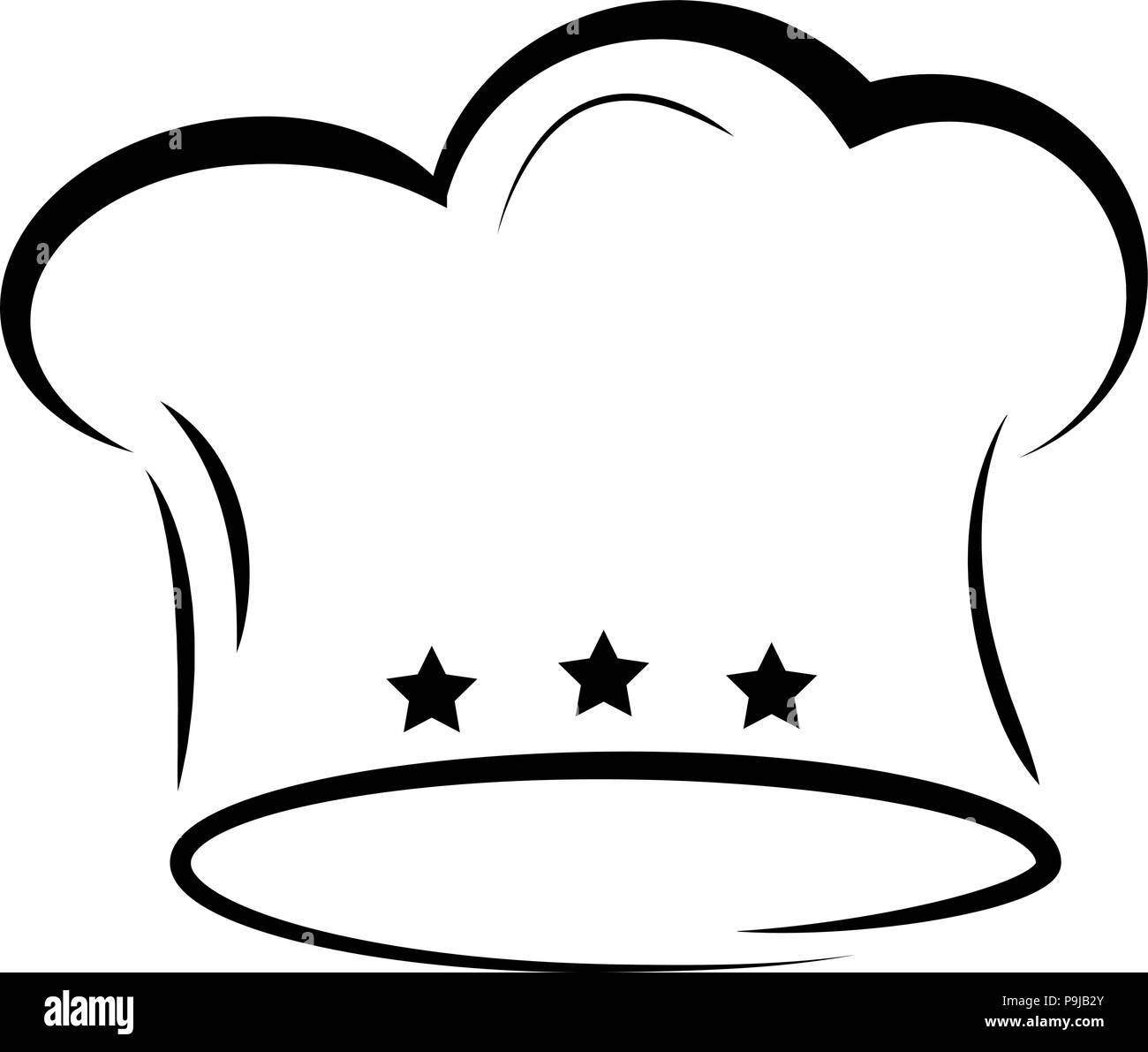 Toque dello chef icona hat con tre stelle Illustrazione Vettoriale