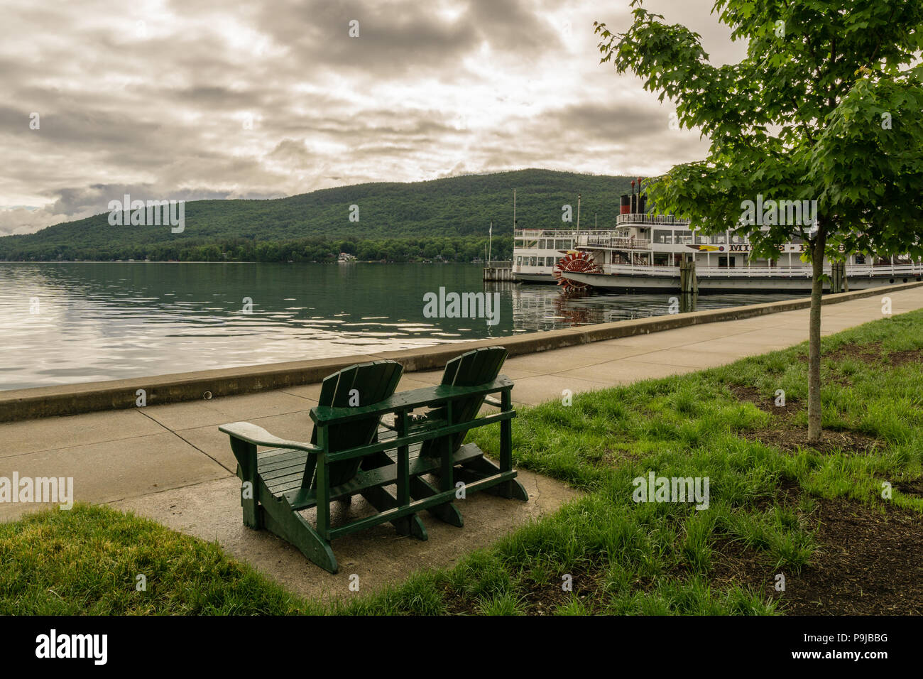 Minne-Ha-Ha sternwheel steamboat sul Lake George, New York, Stati Uniti d'America Foto Stock