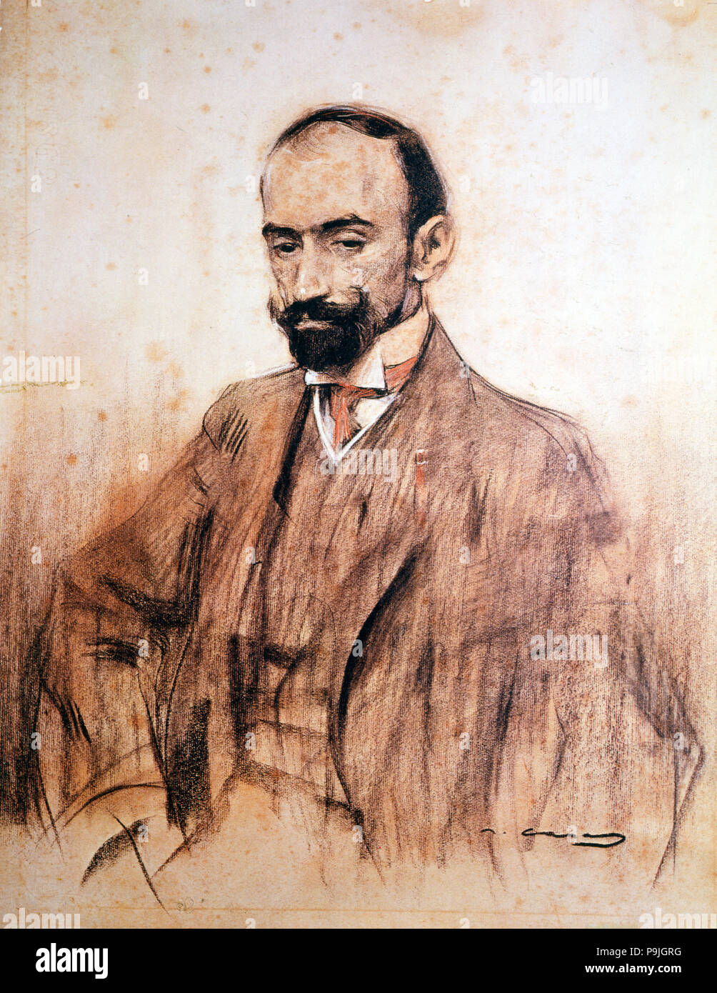 Ritratto di Jacinto Benavente, (1866 - 1954), drammaturgo spagnolo, Premio Nobel per la letteratura nel 1… Foto Stock