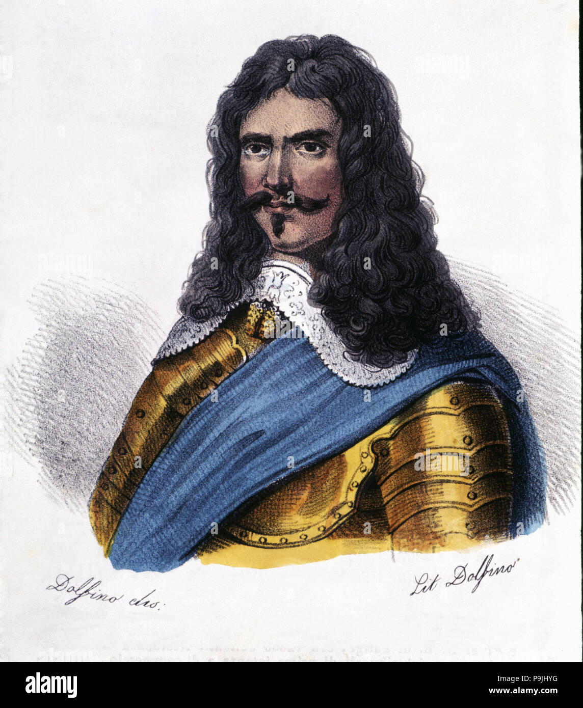 Henri de la Tour d'Auvergne, Visconte de Turenne (1611-1675), il Maresciallo di Francia, incisione in… Foto Stock