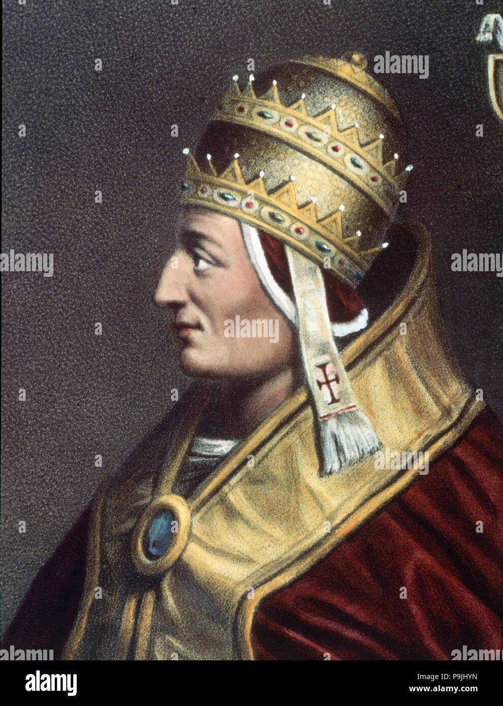 Innocenzo III (1160-1216), papa (1198-1216), litografia ob " Storia del Consiglio", 1870. Foto Stock
