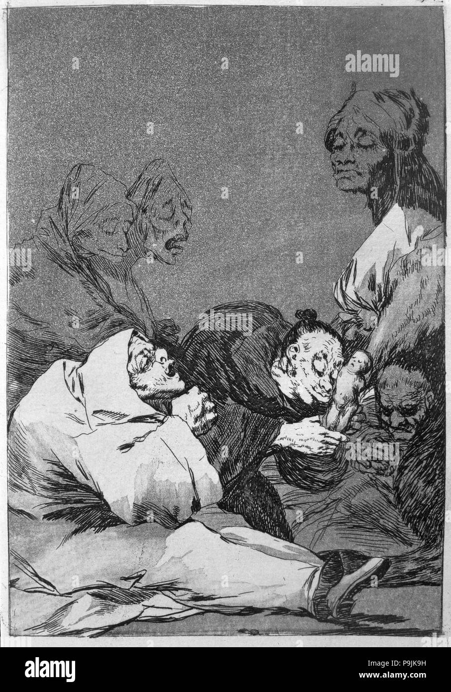 Los Caprichos, serie di incisioni di Francisco de Goya (1746-1828), la piastra 47: 'Obsequio un el maes… Foto Stock