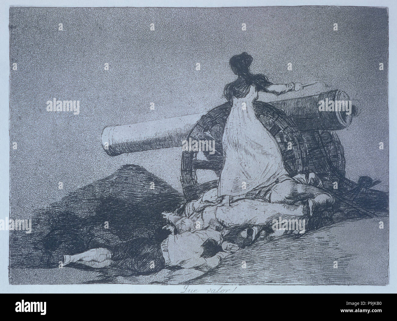 I disastri della guerra, una serie di incisioni di Francisco de Goya (1746-1828), la piastra 7: "Qué valor'… Foto Stock