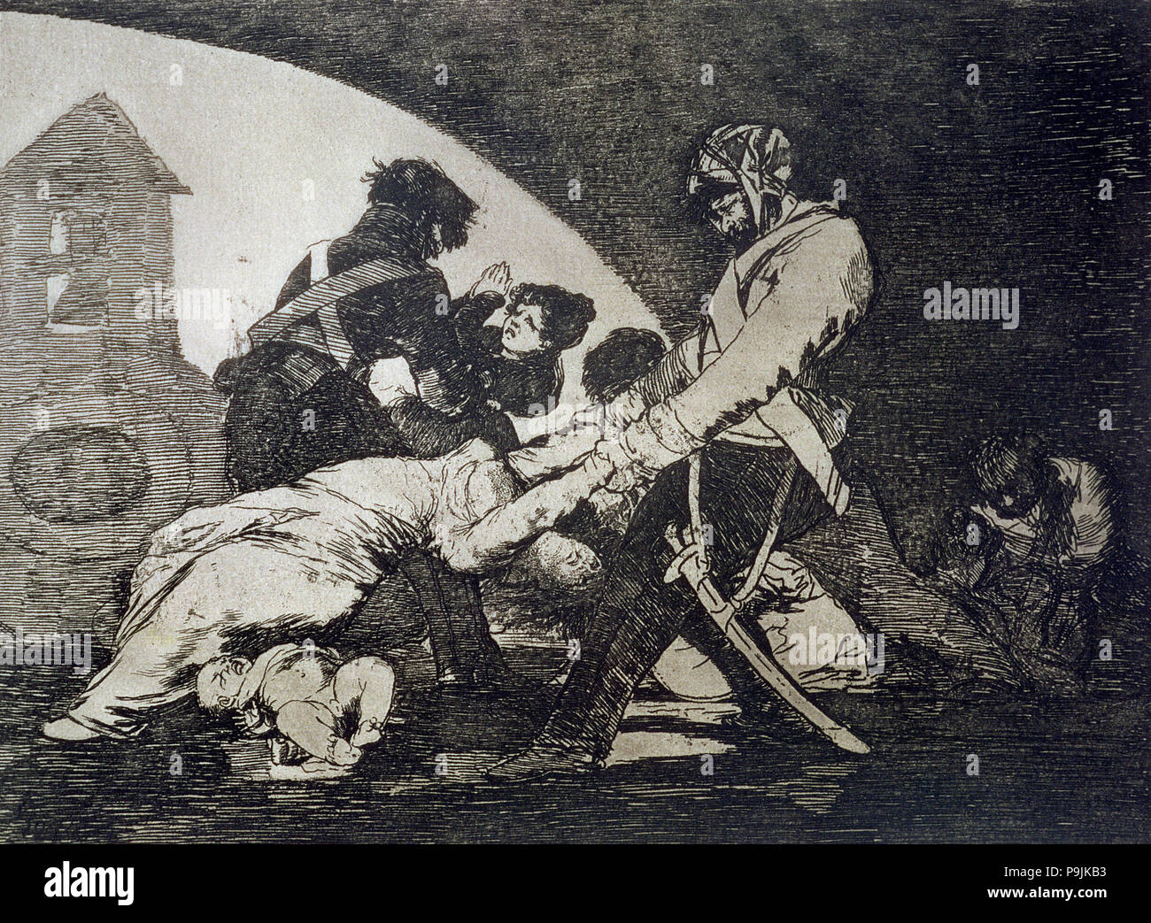 I disastri della guerra, una serie di incisioni di Francisco de Goya (1746-1828), la piastra 11: 'Ni por es… Foto Stock