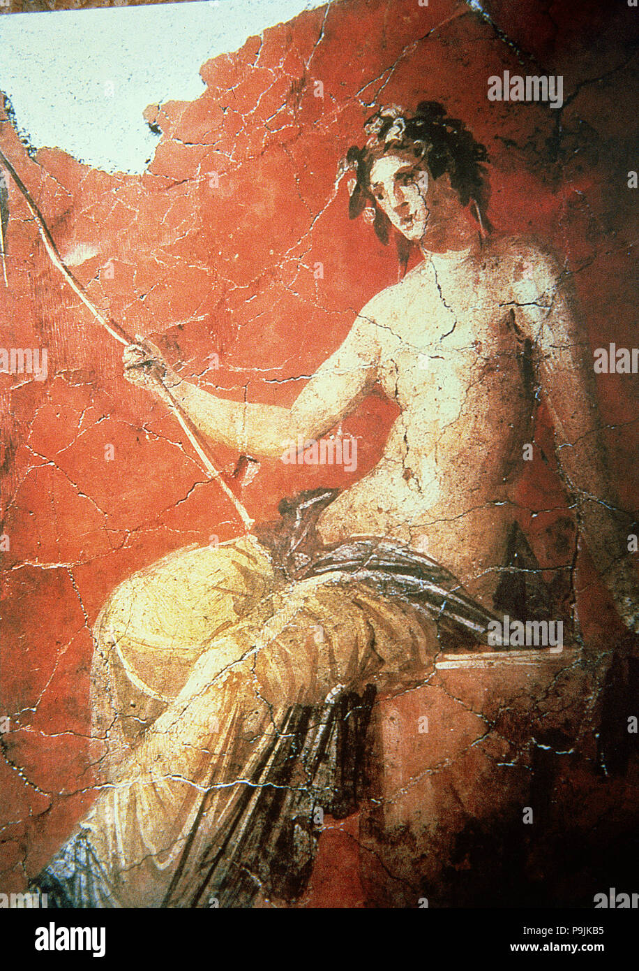 Affresco raffigurante una ragazza, 212 d.C, dalle Terme di Caracalla. Foto Stock