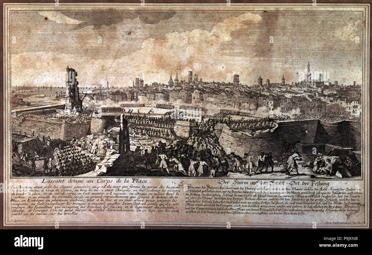 La guerra di successione spagnola (1701 - 1715), "l'ingresso delle truppe di Filippo V di Barcellona in … Foto Stock